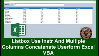 Listbox Use Instr And Multiple Columns Concatenate Userform  Excel VBA