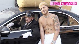 Jake & Logan Paul Joke Around Behind The Scenes At Music Video Shoot With A Maybach & Bag Of Cash