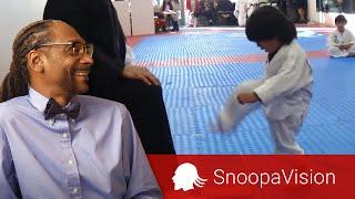 Little Boy Trying to Break Board in Taekwondo in SnoopaVision