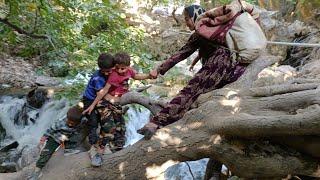 "Zahra and Kids' Exciting Adventure at the Beautiful Atashgah Waterfall!"