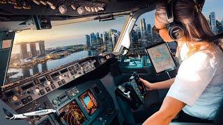 BOEING 777 Stunning LANDING SINGAPORE Airport RWY20R | Cockpit View | Life Of An Airline Pilot