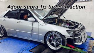 Lexus is300 build 1jz turbo tune shredded horsepower on mustang dyno on baby boost