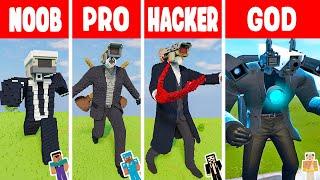 Minecraft CAMERAMAN PLUNGER CAMERAMAN TITAN  BUILD CHALLENGE - NOOB vs PRO vs HACKER vs GOD / Anima