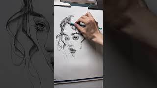 Draw a girl's portrait in Pencil with a photo reference  #drawing  #art #portraitdrawing