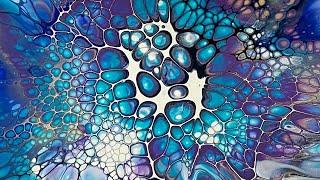 (663) Bloom Technique, Cell Activators, Blowing, and A Spin, Acrylic Paint Pouring