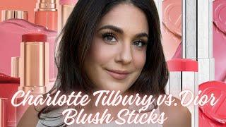 Charlotte Tilbury Unreal Lip and Cheek Blush Sticks vs. Dior Rosy Glow Blush Sticks
