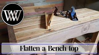 How to Flatten a bench top with hand planes - Hand Tool Woodworking Skills