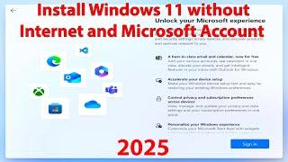 Install Windows 11 without Internet and Microsoft Account 2025