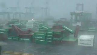 Taiwan's Typhoon Krathon causes chaos in Kaohsiung as powerful wind strikes the city