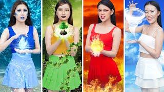 Fire, Water, Air, and Earth Girl ! Four Elements in Real Life