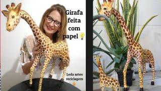 DIY- Girafa feita com papel e cola caseira. Pode acreditar. #reciclagem #artesanato #girafas