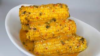 Caribbean style Boiled corn in a rich coconut sauce | full recipe