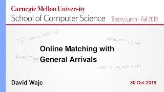 David Wajc on Online Matching with General Arrivals