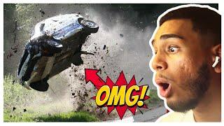 AMERICAN REACTS TO CRAZY RALLY Jumps, Crashes, & Saves! 