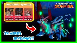 Surviving as New VIRIDEX + 3X Aereis GIVEAWAY!! (ENDED) | Creatures of Sonaria Roblox