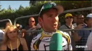 Cavendish finds out Renshaw's disqualification (Tour de France 2010)