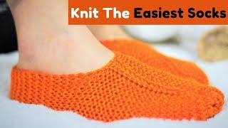 How to knit easiest ever  sock/slipper (unisex) -  Amazing result 