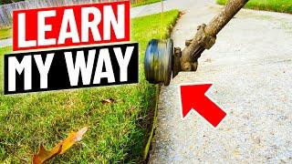 Lawn Edging with a String Trimmer or Weed Eater : Correct vs Incorrect