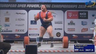 Andrey Konovalov, European Championships-2016, deadlift 340+,357.5+,367.5+