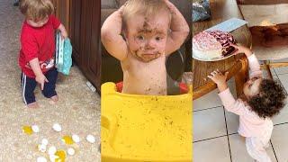 Naughty baby fails videos - Funniest trouble make babies Try Not To Laugh