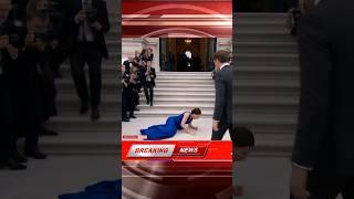 🪜 BREAKING: Falling down the stairs celebrity on Live News  #shorts #interview #reporter #tvlive
