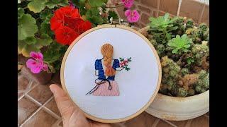 Girl and hair embroidery tutorial| how to embroidery 3d hair| hand embroidery for beginners