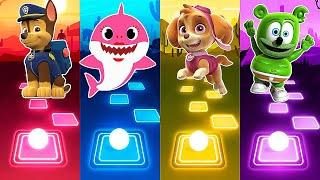 Paw Patrol Chase vs Baby Shark vs Skye vs Gummy Bear | Tiles Hop EDM Rush!