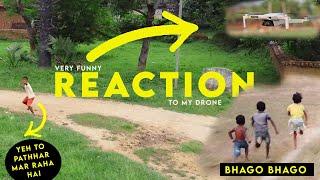 Village Kid's Hilarious Reaction to Flying Object (My Drone) Funny Video ll Watch Till the End