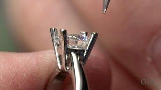 How to Set a Round Center Stone in a Ring with Platinum Prongs | GIA