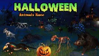 Farm Animals VS Fantasy Animals Race in Halloween Track Planet Zoo included Cow, Bone Wolf, Unicorn