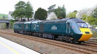 GWR Green 43041 & 43188 pass Totnes Back to Back   22/04/17