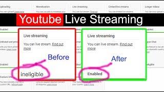 How to enable live streaming on youtube