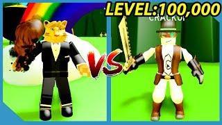 Defeating the Level 100,000 Boss in Roblox Slaying Simulator