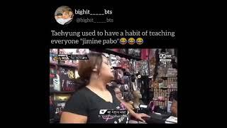 Taehyung used to have a habit of teaching everyone "jiminie pabo"#tae#v#jimin#aim50ksubscriber