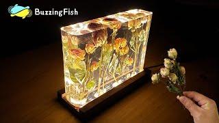 Roses and Epoxy Resin Night Lamp - Resin Art 