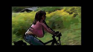 Milena Velba riding bicycle