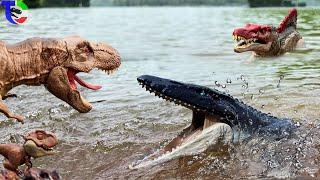 SPINOSAURUS VS MOSASAURUS VS T-REX  Jurassic World Rebirth | Dinosaur Toys