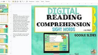 Reading Comprehension Sight Words with FLUENCY Google Slides