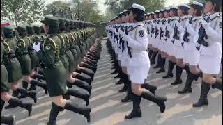 解放軍 共軍 女兵方隊 閱兵正步練習花絮 Highlights of the PLA female troop parade goose-stepping practice