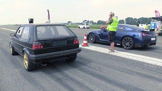 735HP VW Golf 2 R32 Turbo 4Motion vs Nissan GTR R35