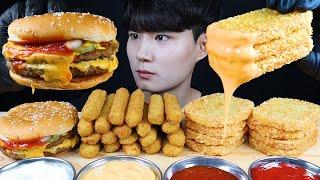 더블치즈버거 해쉬브라운 치즈스틱 먹방ASMR MUKBANG McDonalds Cheeseburger Hash browns Cheese Stick eating sounds