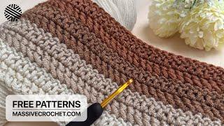 SUPER EASY (1 ROW REP) Crochet Pattern for ABSOLUTE Beginners!️Crochet Stitch for Blanket & Bag