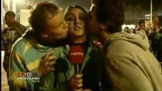 Ndtv reporter kiss by football fans!