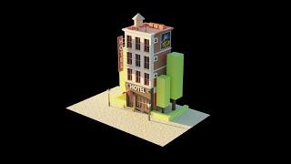 Low Poly Building Modeling Timelapse in BLENDER 2.9