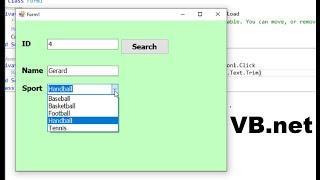 How to fill comboBox from two tables in Sql database and get its value when search in VB.net