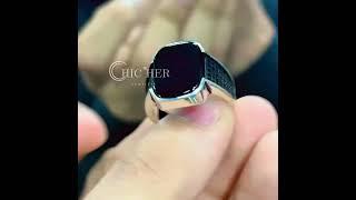 4ct Watch Design Cushion Cut Black Sapphire Engagement Ring for Men