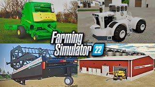 Farm Sim News - JD Round Baler, Big Buds, MacDon, & GOOD Sheds! | Farming Simulator 22