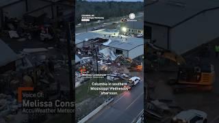 DRONE: Severe Tornado Damage to Businesses in Columbia, MS
