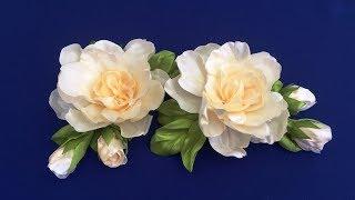 Ribbon flowers.Gardenia/Flores de cintas.Gardenia/Цветы из лент.Гардения