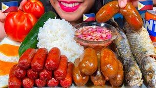 ASMR FRIED FISH, FILIPINO HOTDOGS, CHICKEN LONGANISA, EGGS, RICE MASSIVE Eating Sounds